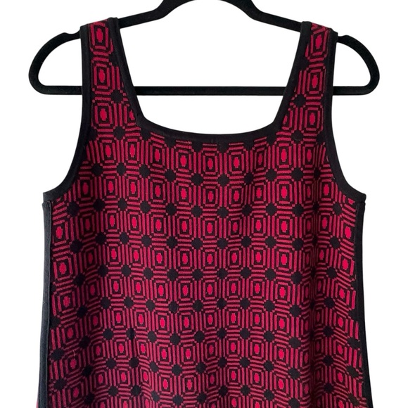NEVE NWOT WOOL BLEND TANK STYLE DRESS JUMPER BLACK & RED GEOMETRIC PRINT | SMALL - Picture 7 of 9